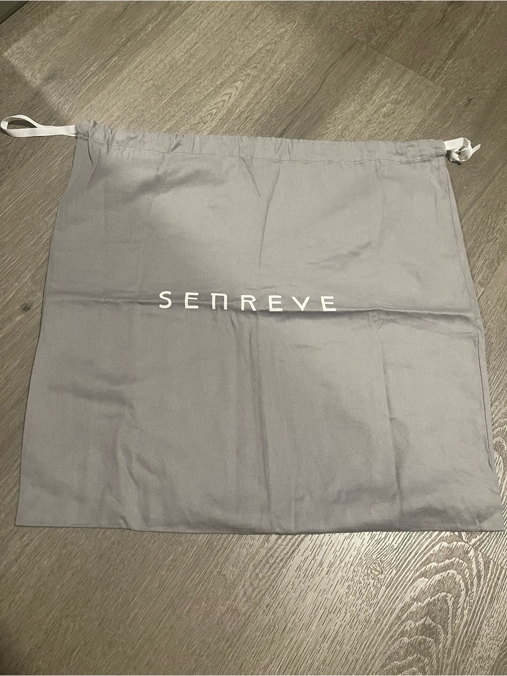 Senreve Gray Drawstring Dust Bag with White Logo